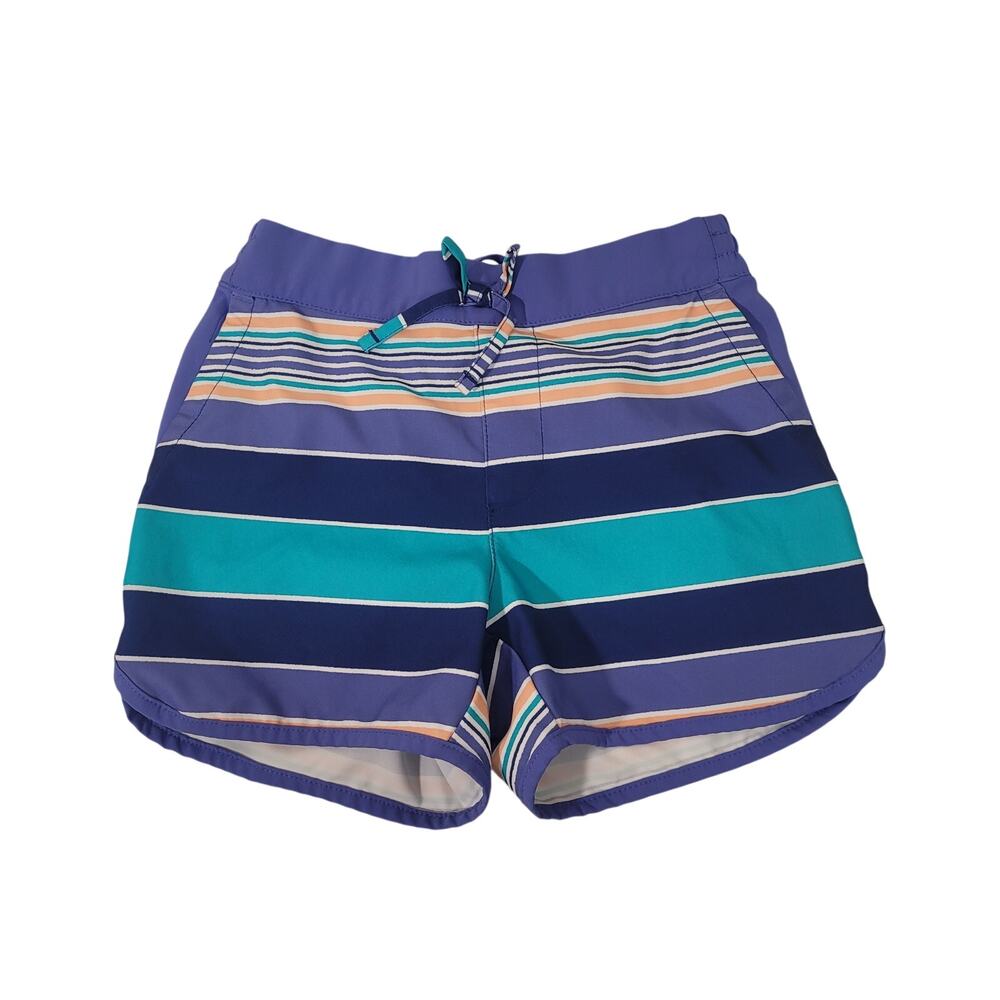 Columbia Striped Swim Trunks Purple Green Girls Shorts Beach Summer Vacation